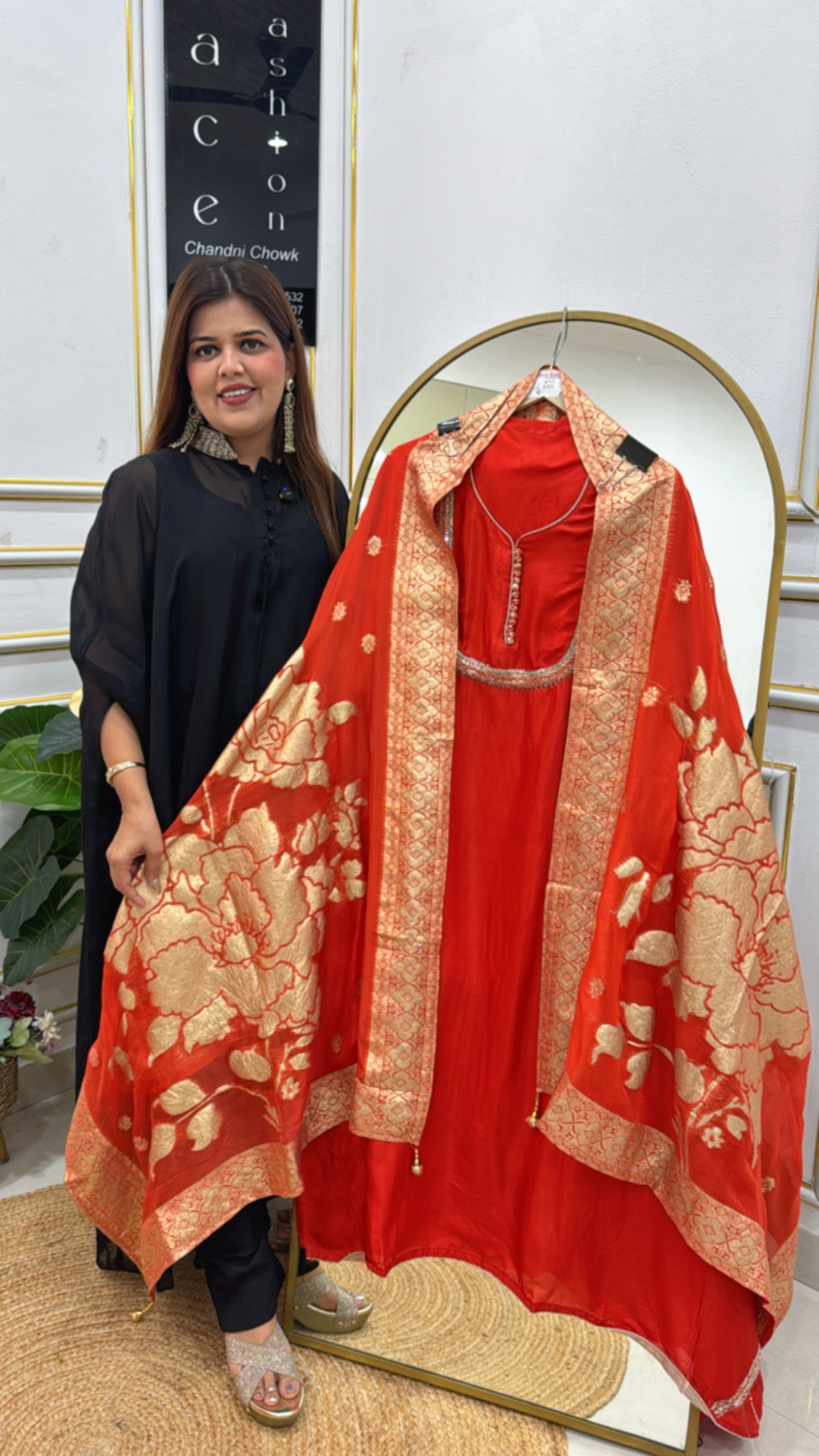 Rakhi Special Pure Silk Suit Material with Handwork & Weaved Dupatta GF 358